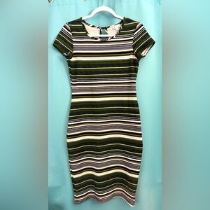 Olivia Matthews Black and White Puff Sleeve Bodycon Mini Dress